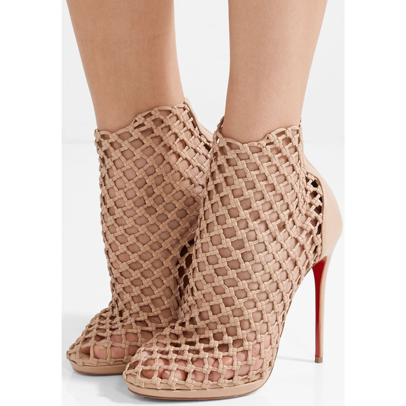Christian Louboutin Porligat 120 Nu Nude Beige Caged Boot Bootie Heel Pump 36.5 - Picture 3 of 13